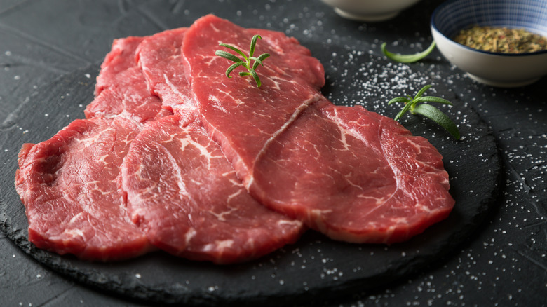 Minute steak on a plate