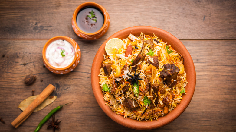 Mutton biryani in clay pot