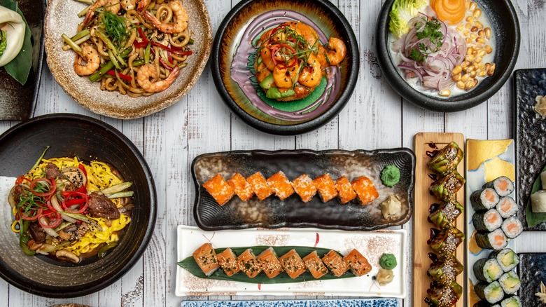 plates of Japanese Peruvian Nikkei food