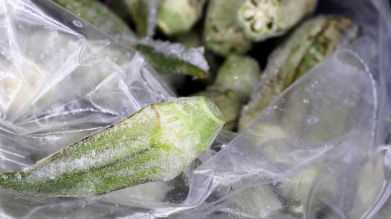 frozen okra in a bag