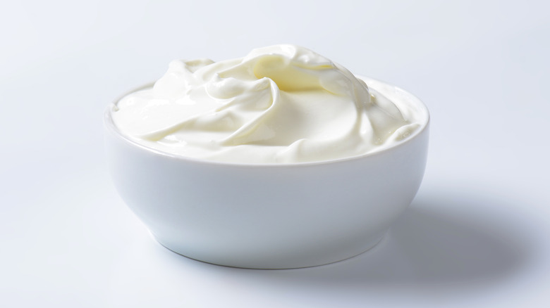 bowl of onion cream against a white background