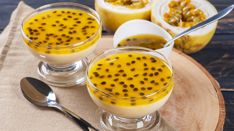 Passion fruit mousse in dessert cups