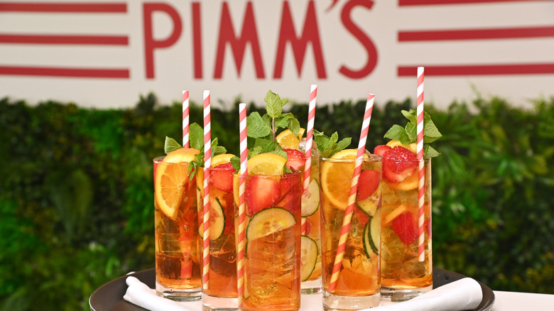 plate of Pimm's cup cocktails