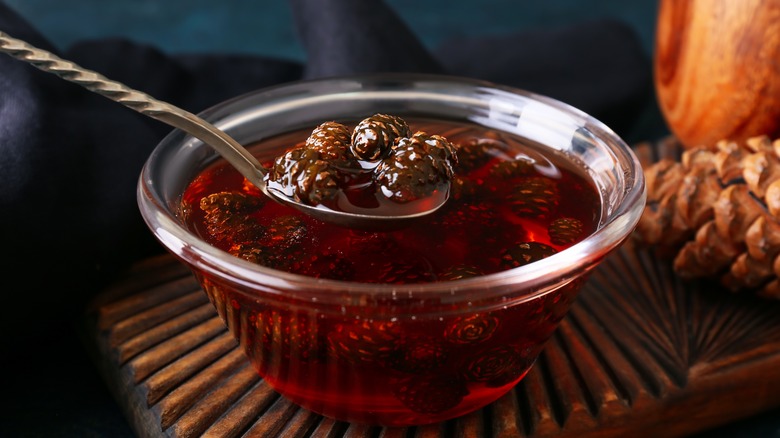 Pine cone jam in bowl