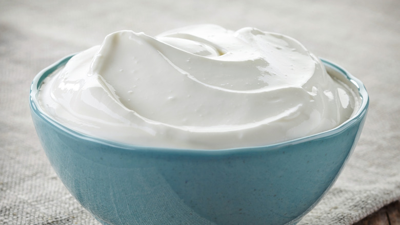 Bowl of fresh sour cream