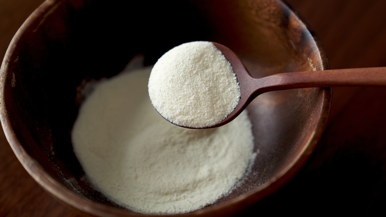 Bowl of powdered dairy product