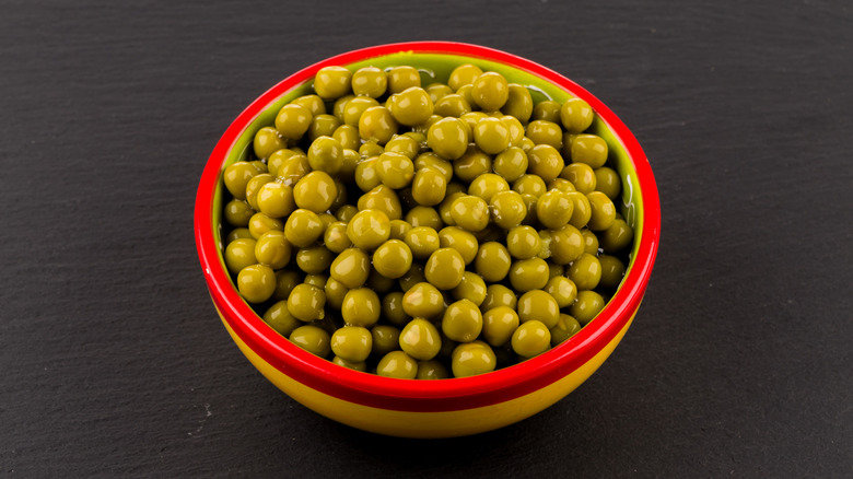 Bowl of canned peas