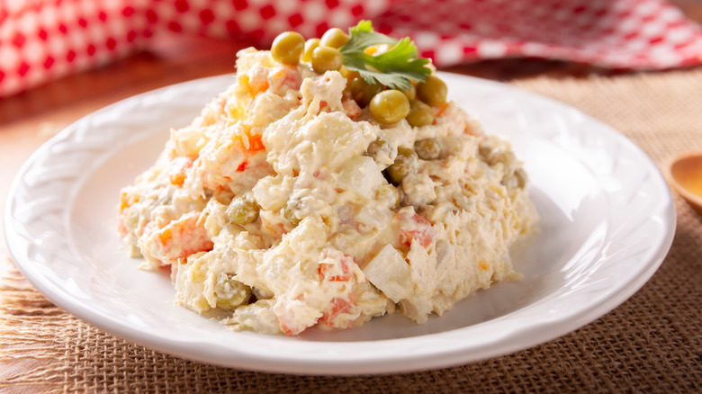 Plate of Russian egg salad