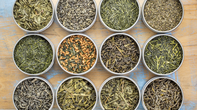 Variety of green teas