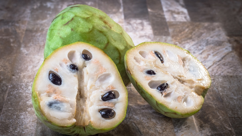 Sliced custard apple fruit