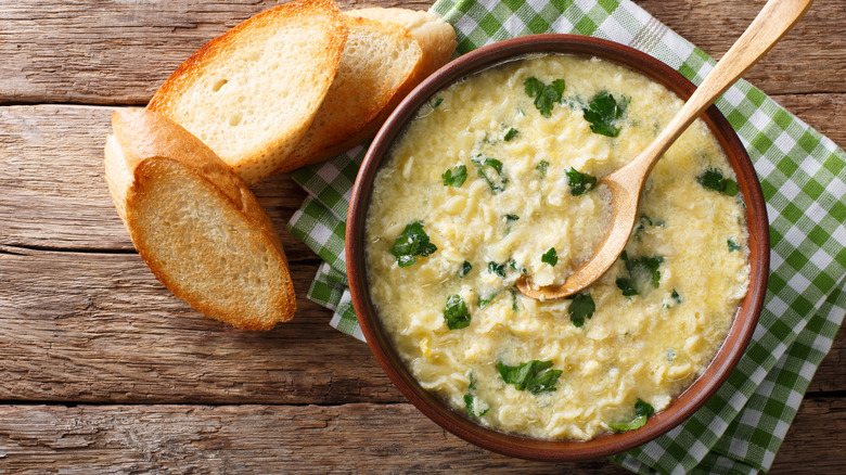 egg drop soup with bread