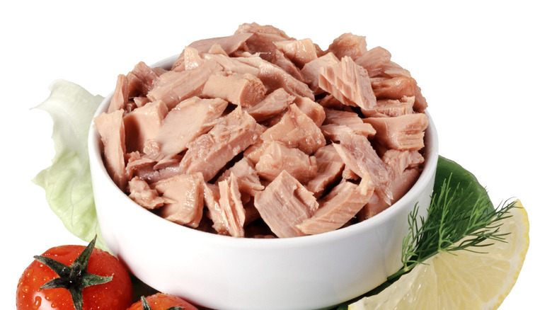 bowl of canned tuna