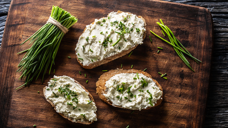 Fresh cut chives and cheese toast