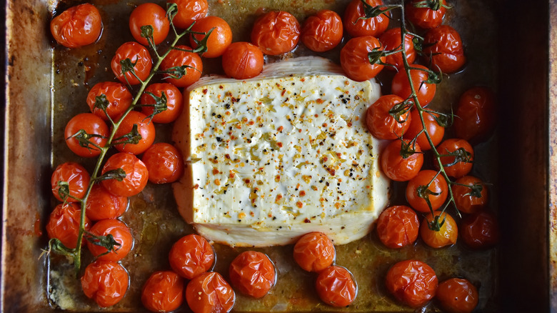 roasted tomatoes with cheese block