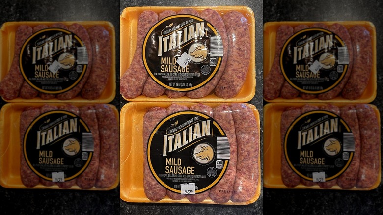 packages of aldi italian sausage on counter