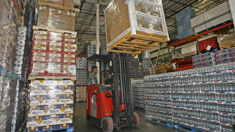 Costco employee moving items