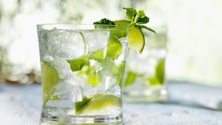 mojito with lime garnish