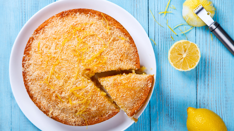 cake with lemon and coconut topping