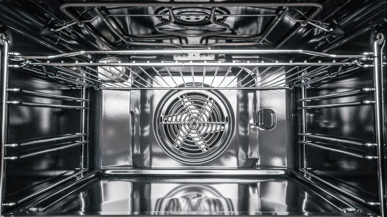 interior view of a convection oven's fan