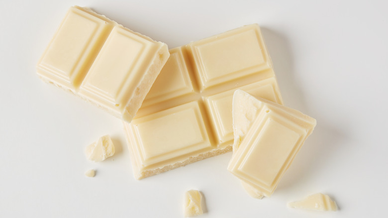 White chocolate on white surface