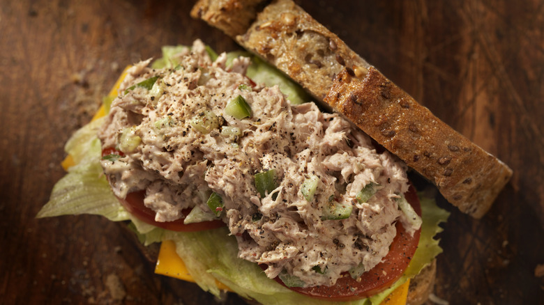 tuna salad on sandwich