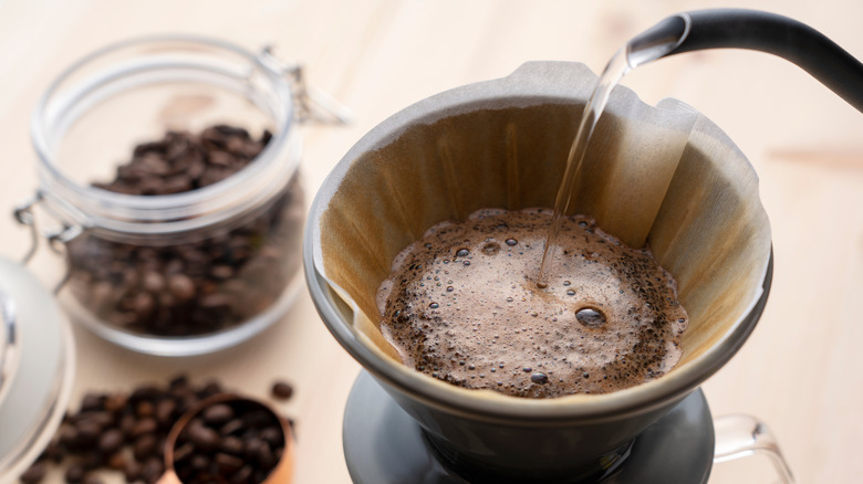 Pour over coffee from above