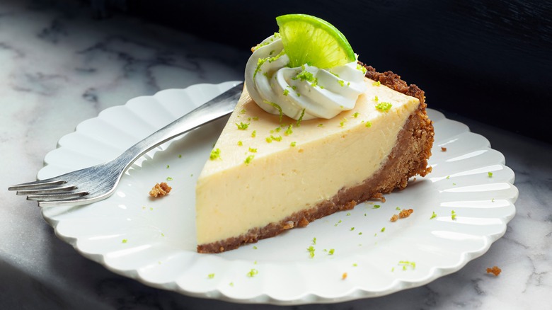 Slice of key lime pie