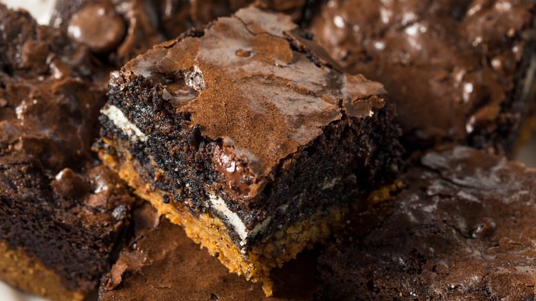 Oreo cookie dough layered brownies