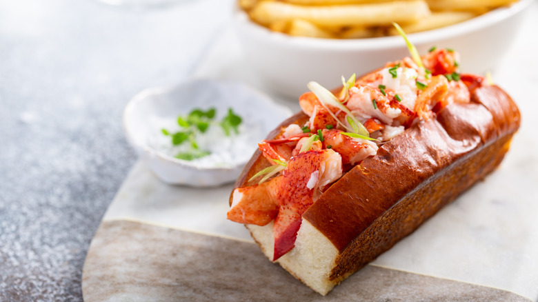 Lobster roll with fries