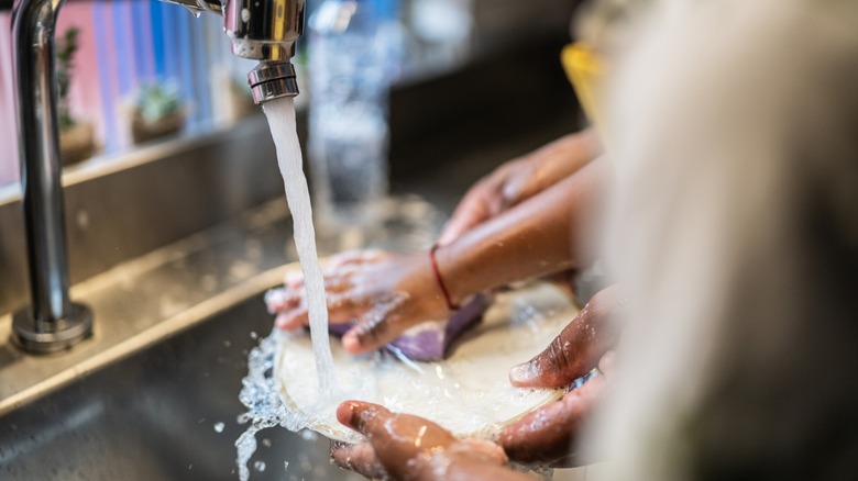 Washing dishes