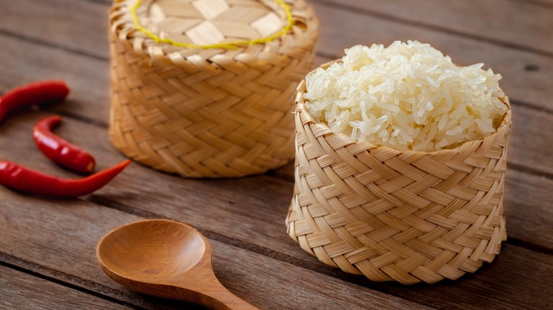 Sticky rice in bamboo ramekin