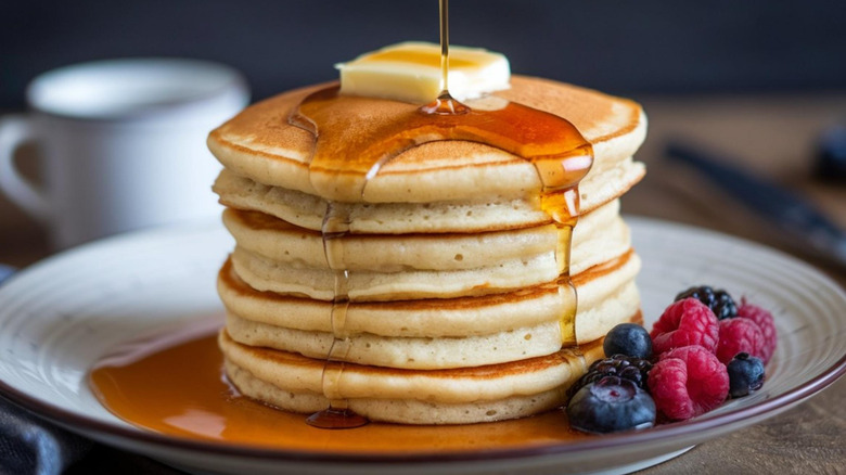 Pancake stacks on a plate