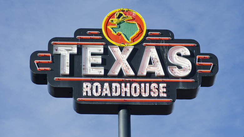 Texas Roadhouse sign in sky