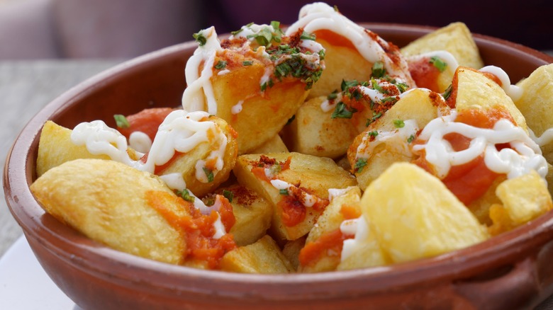 patatas bravas in a bowl