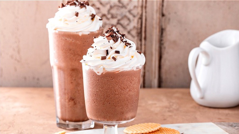 Frozen hot chocolate with whipped cream 