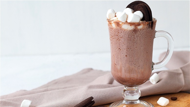 Frozen hot chocolate with marshmallows