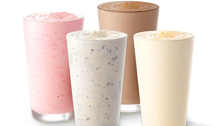 four different Chick-fil-A milkshakes