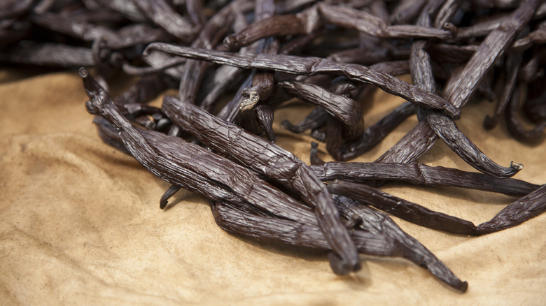 Tahitian vanilla beans drying in the sun