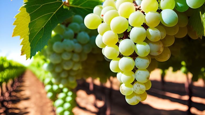 a vineyard of white grapes