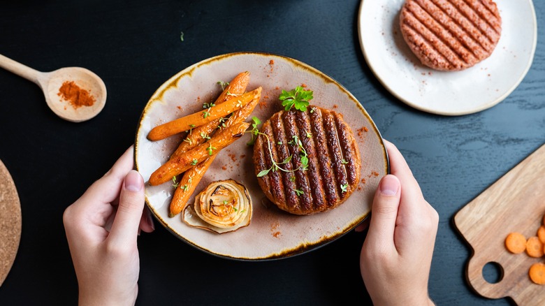 plant-based burger on a plate