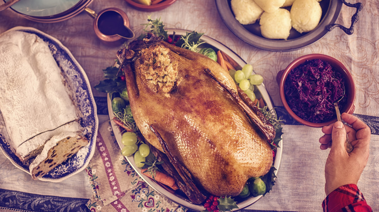 Goose dinner with accompaniments