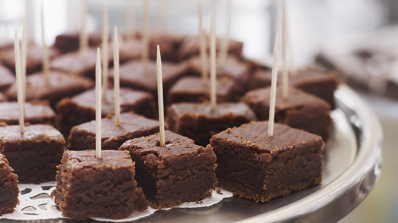 Brownie bites on a platter