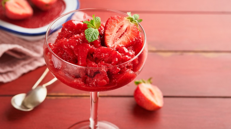 A creamy strawberry sorbet