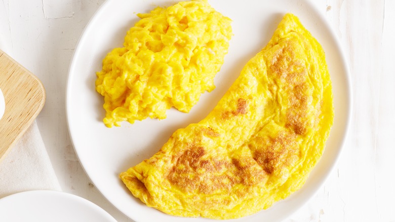 scrambled eggs and omelet