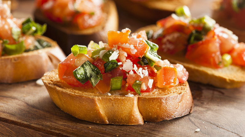 Tomato bruschetta on platter