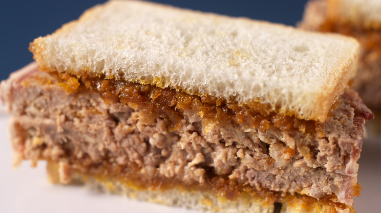 meatloaf sandwich on white bread