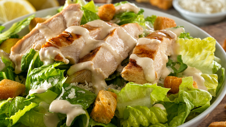 Chicken caesar salad with parmesan