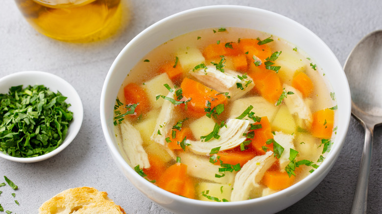 Chicken soup with potatoes and carrots