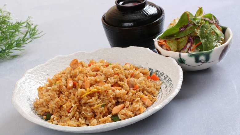 Japanese style salmon fried rice