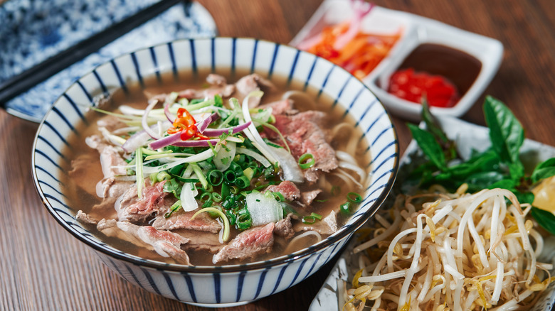 Beef pho with vegetables